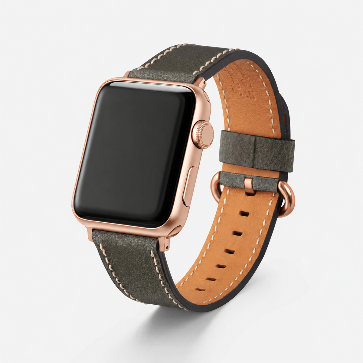 Apple Watch Lederarmband Vintage – Dunkelgrün, rustikales italienisches Rindleder mit samtiger Haptik.