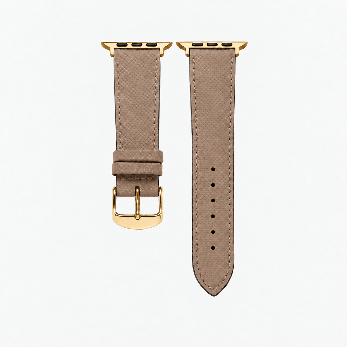 Beiges Apple Watch Lederarmband Wasserfest | Nautilus – hochwertiges wasserfestes made in germany Apple Watch Armband mit goldener Hardware.