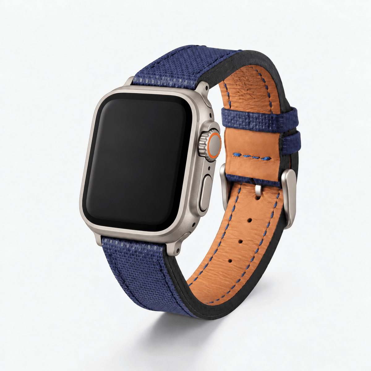 Navyblaues Apple Watch Lederarmband Wasserfest | Nautilus, hochwertiges wasserfestes made in germany Armband für Sport.
