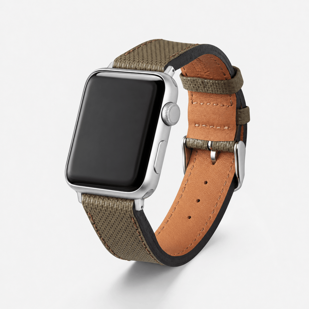 Olivgrünes Apple Watch Lederarmband Wasserfest | Nautilus aus hochwertigem Rindleder, ideal für Sport und Outdoor-Aktivitäten.