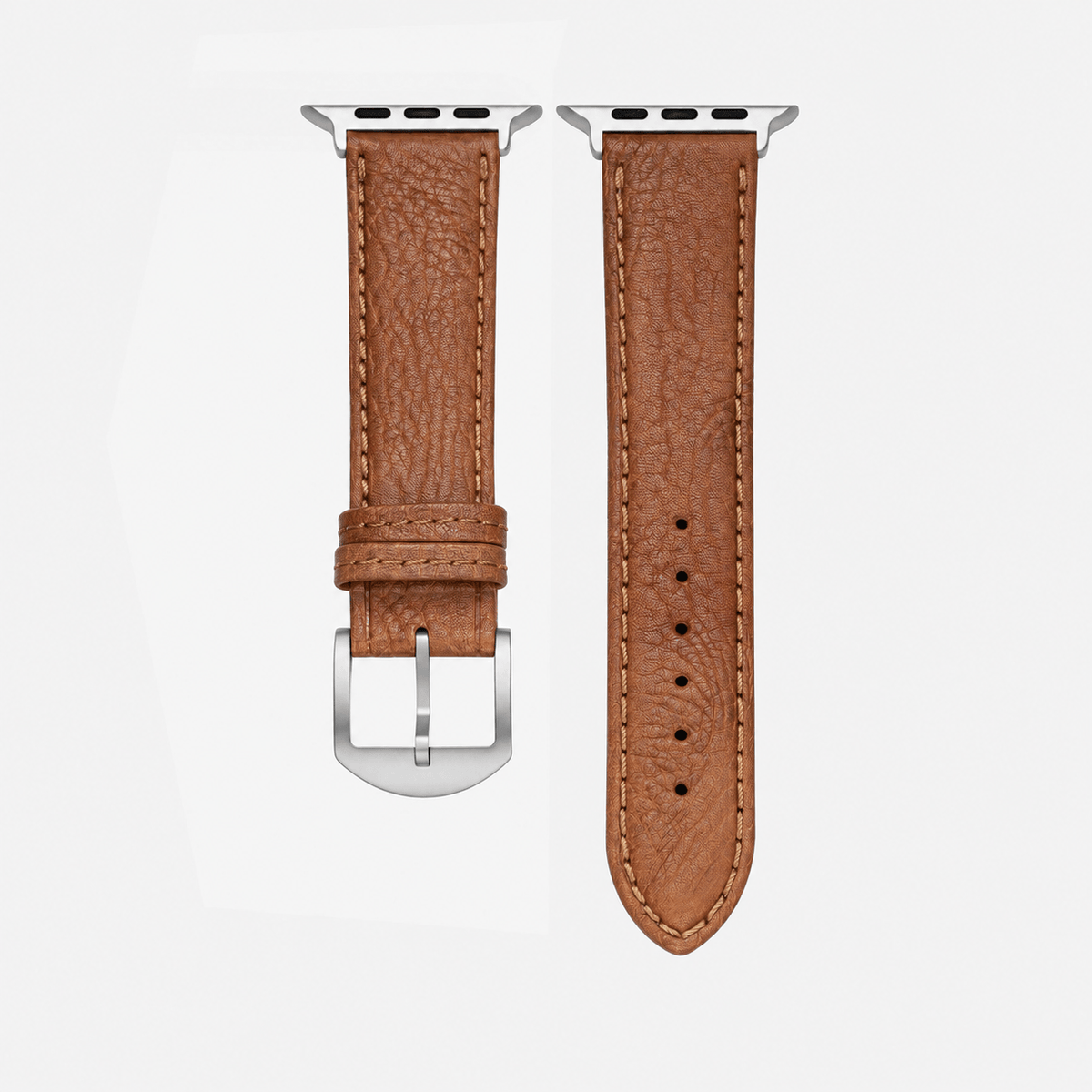 Apple Watch Stierlederarmband Torro Modern Hellbraun aus spanischem Stiernackenleder mit silberner Hardware