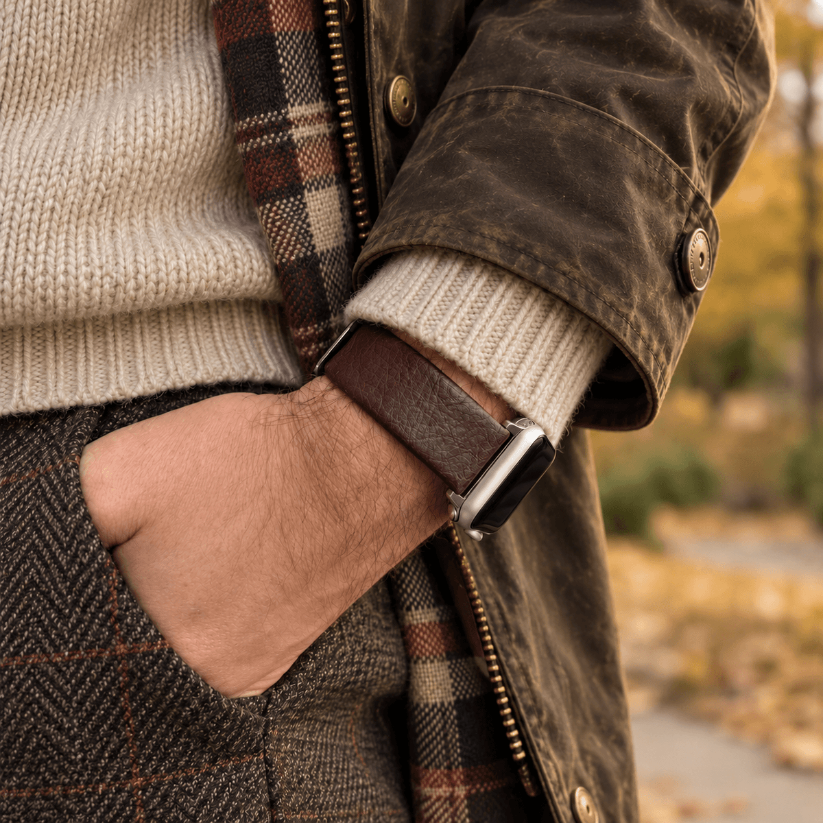 Apple Watch Lederarmband Vegan aus Weinleder – Dunkelbraun