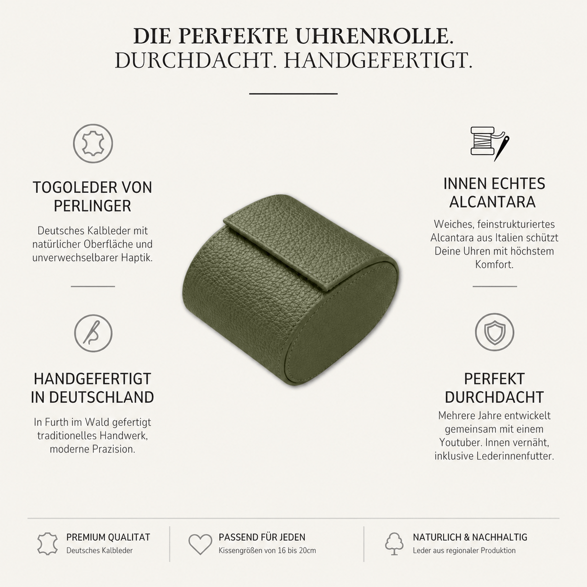 Watch roll for one watch Signature – High-quality German Togo leather