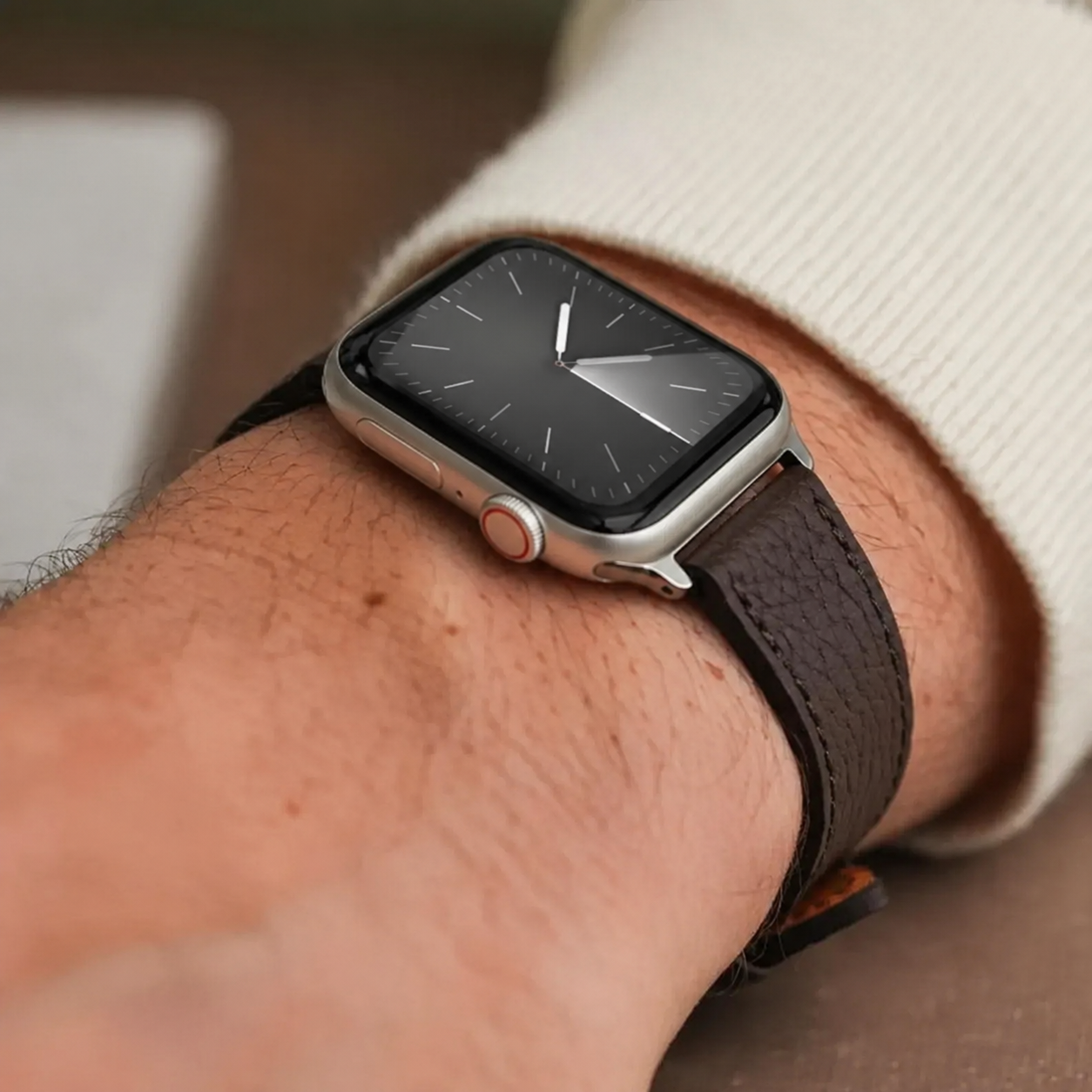 Dunkelbraunes Lederarmband für Apple Watch aus Togoleder