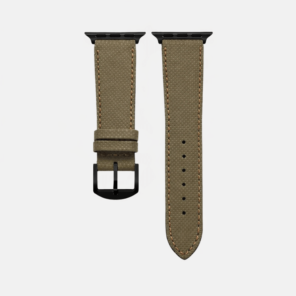 Olivgrünes Apple Watch Lederarmband Wasserfest | Nautilus, aus deutschem Rindleder, wasserdicht und kratzfest, ideal für Outdoor-Aktivitäten.