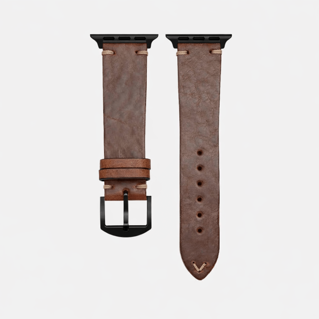 Hunter Apple Watch Armband Leder Hellbraun, hochwertiges Uhrenarmband aus vegetabil gegerbtem Leder für die Apple Watch