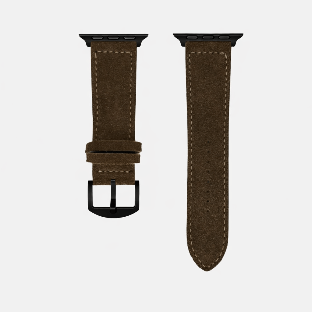 Dunkelbraunes 24mm Apple Watch Ultra Lederhosen Armband – aus altsämisch gegerbtem Hirschleder, hochwertiges Lederband