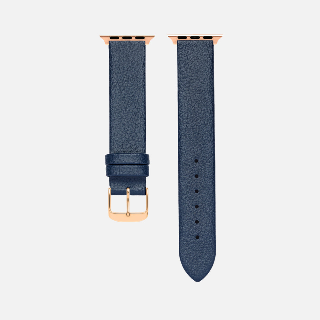 Apple Watch Lederarmband Vegan aus Weinleder – Blau, veganes Weinlederarmband mit moderner blauer Farbe für stilvolle Business-Outfits.
