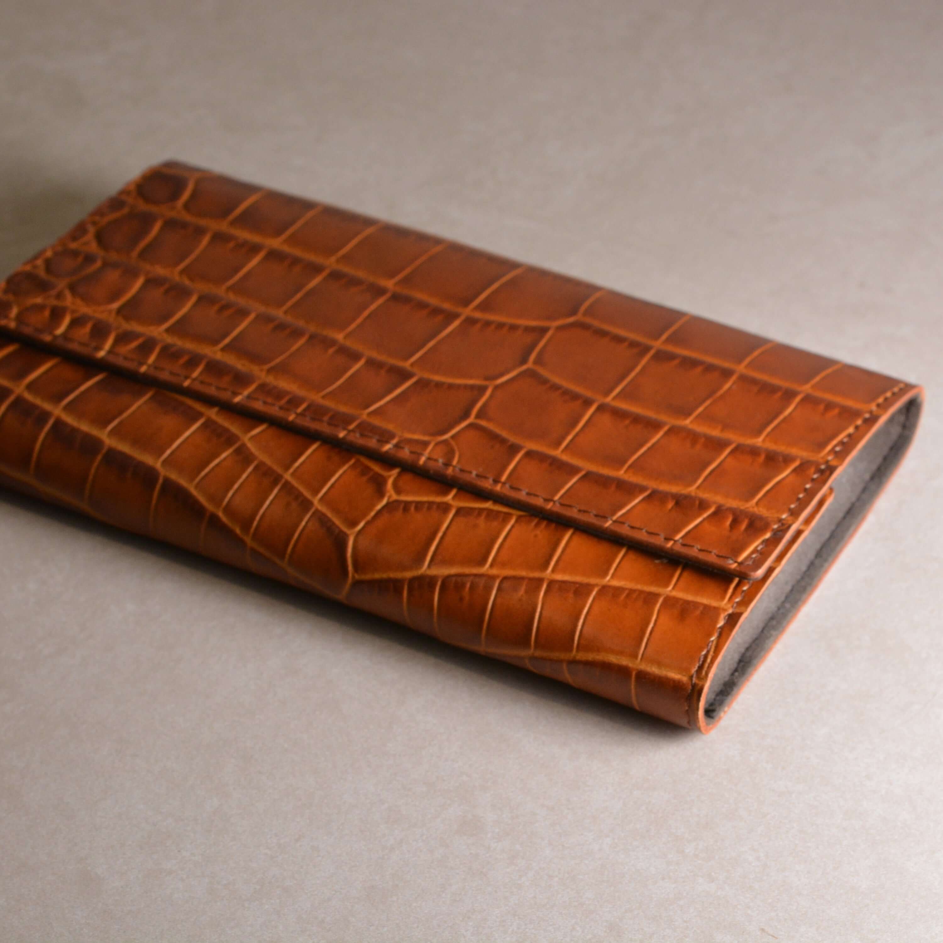 Watch case leather crocodile embossing for 3 watches