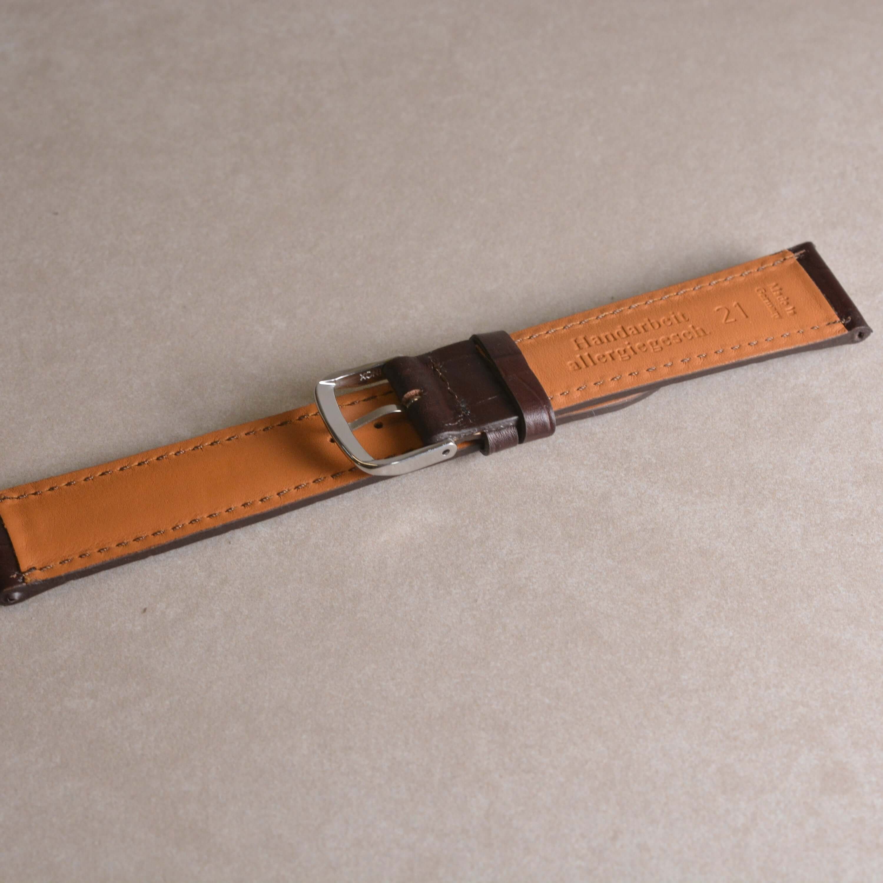 21mm crocodile embossing chocolate brown