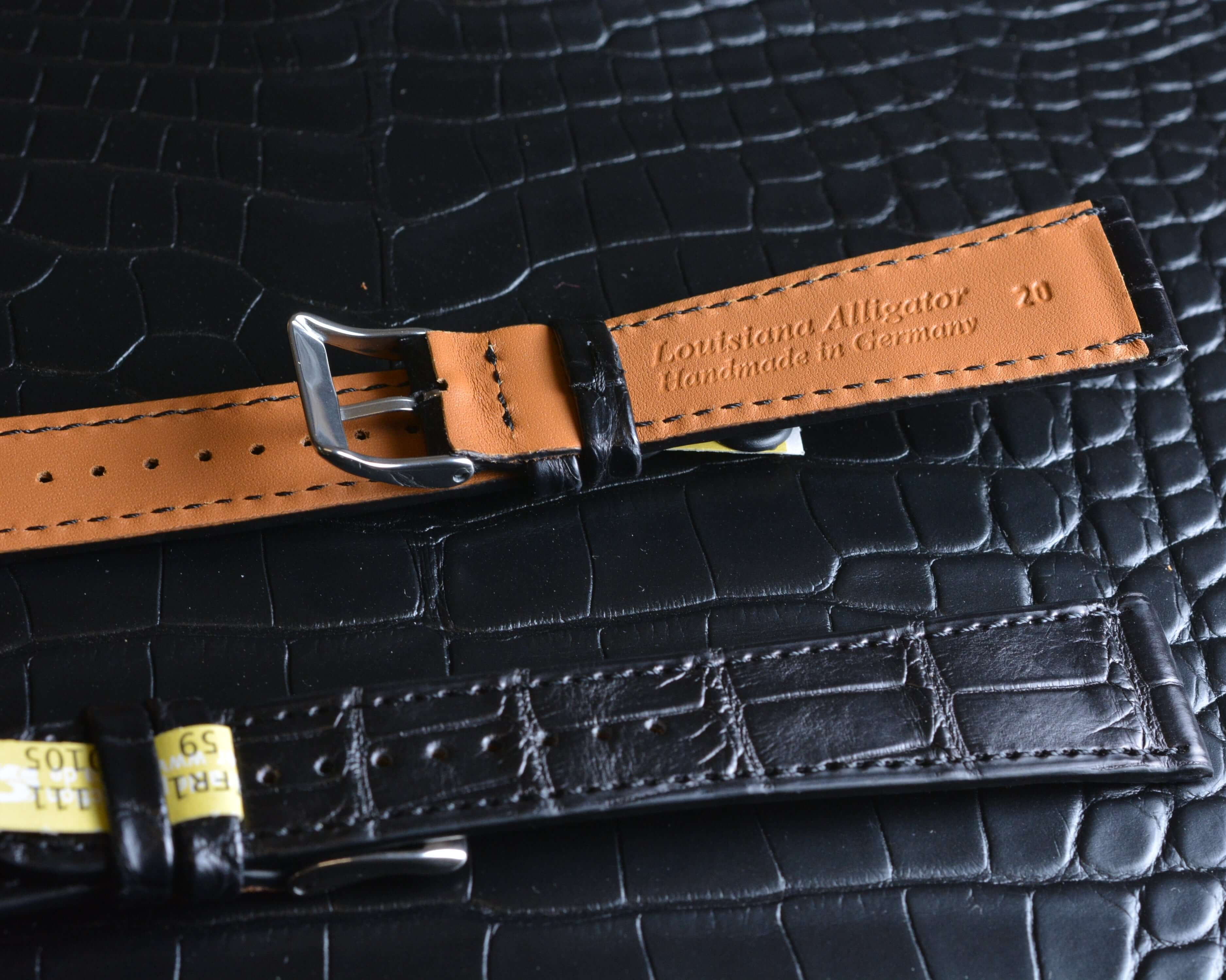 Luxury alligator leather watch straps, handcrafted in Germany, showcasing premium craftsmanship and elegant design.