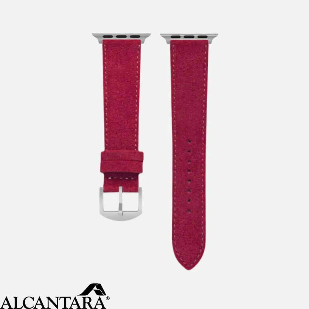 Alcantara – Apple Watch Armband in Rot, stilvolles Design aus hochwertigem Material, ideal als modischer Akzent für Ihre Uhr.