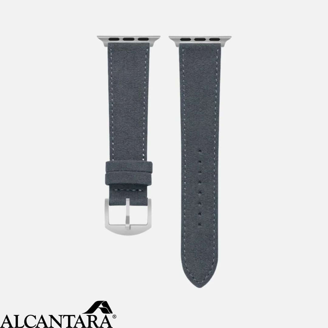 Alcantara – Apple Watch Armband in Dunkelgrau, elegantes italienisches Design für Business und Freizeit, modernes Alcantara-Material.