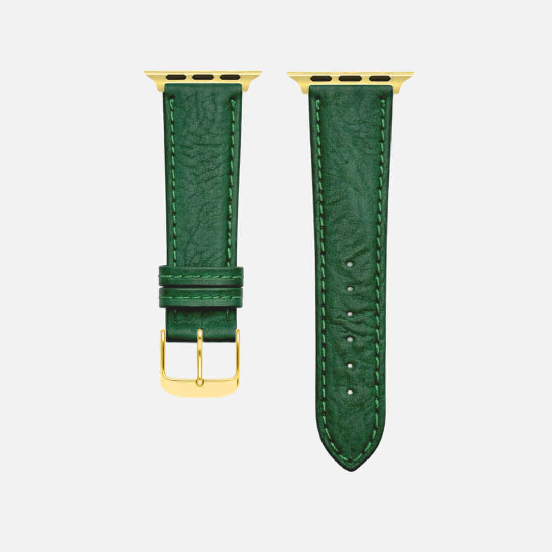 Apple Watch Stierlederarmband Torro Dunkelgrün aus spanischem Stiernackenleder, stilvoll und handgefertigt in Deutschland.