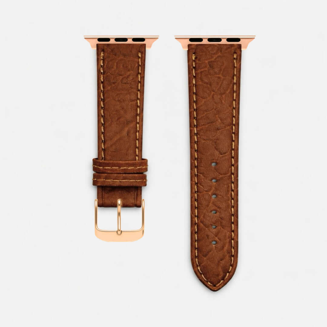 Apple Watch Stierlederarmband Torro Modern Hellbraun aus spanischem Leder, handgefertigt mit einzigartiger Optik und hoher Qualität.