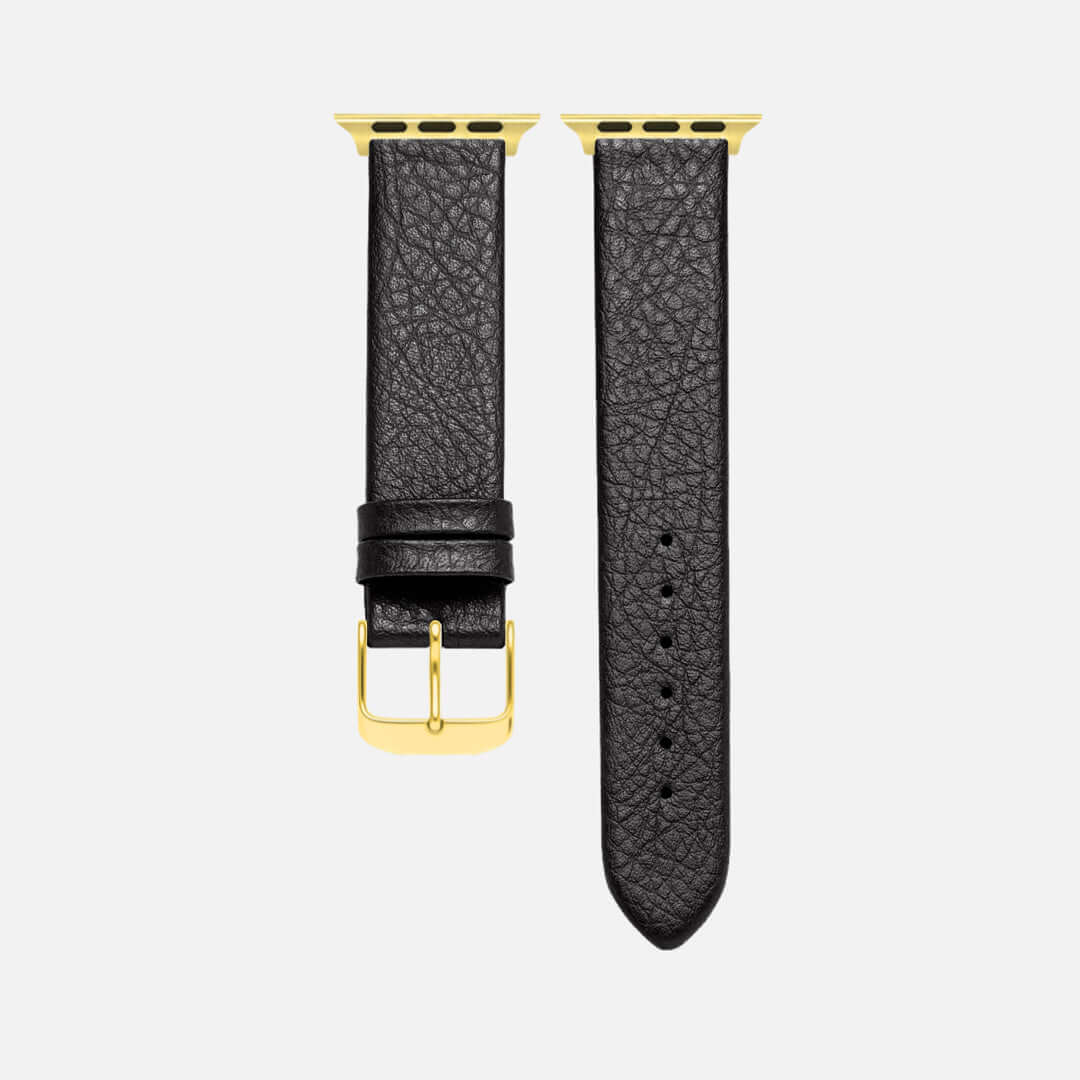 Apple Watch Lederarmband Vegan aus Weinleder – Schwarz, stilvolles schwarzes Armband aus Weinleder für umweltbewusste Käufer.