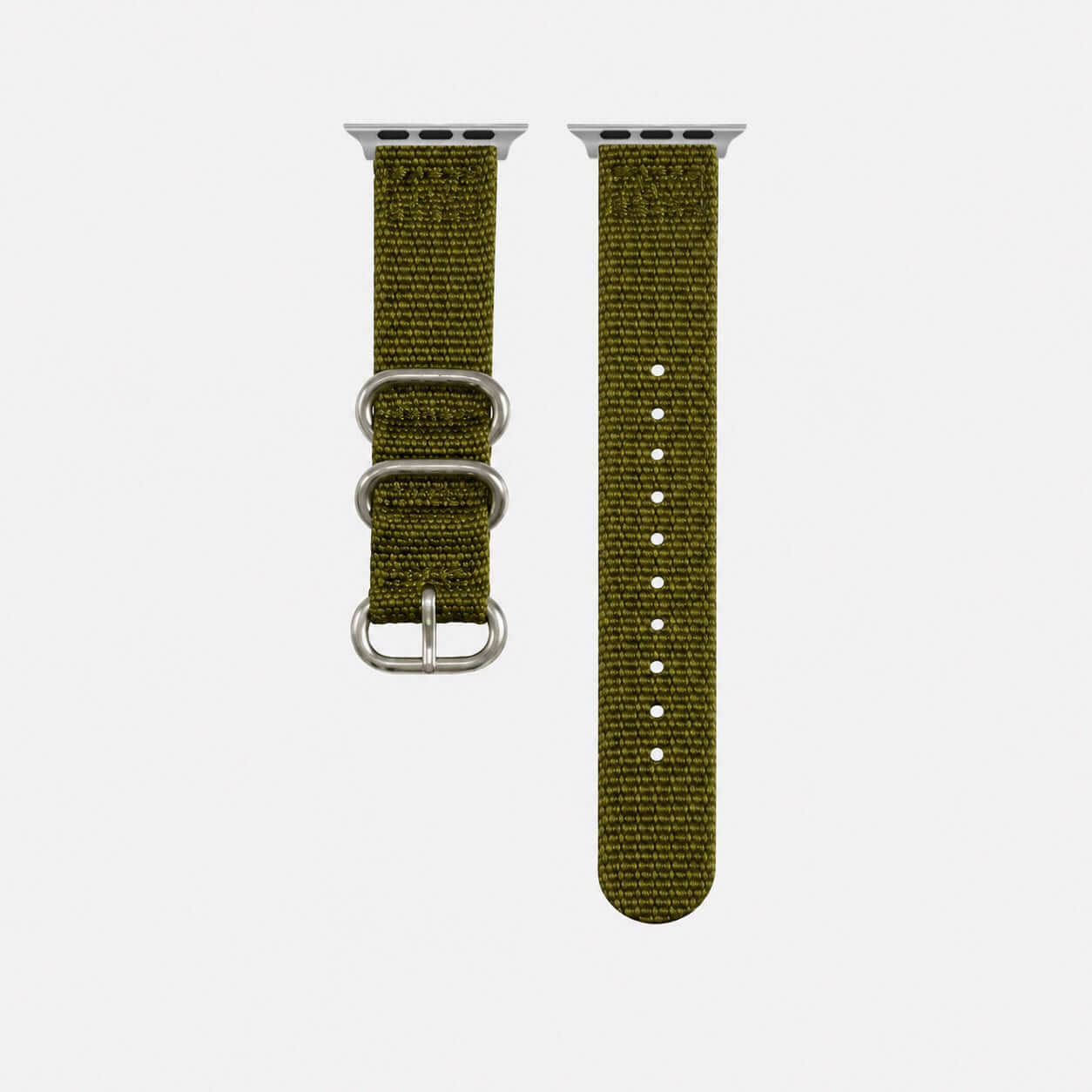 Cotton – Olivegrünes Nylon Apple Watchband im Textil-Look