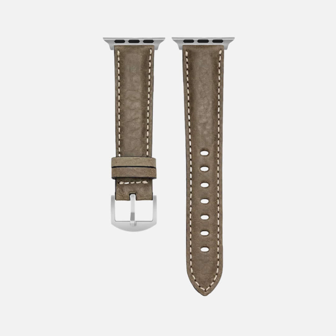 Apple Watch Lederarmband Casablanca – Olivegrün, elegantes italienisches Rindlederarmband für Serie 1 bis 10 und Ultra.