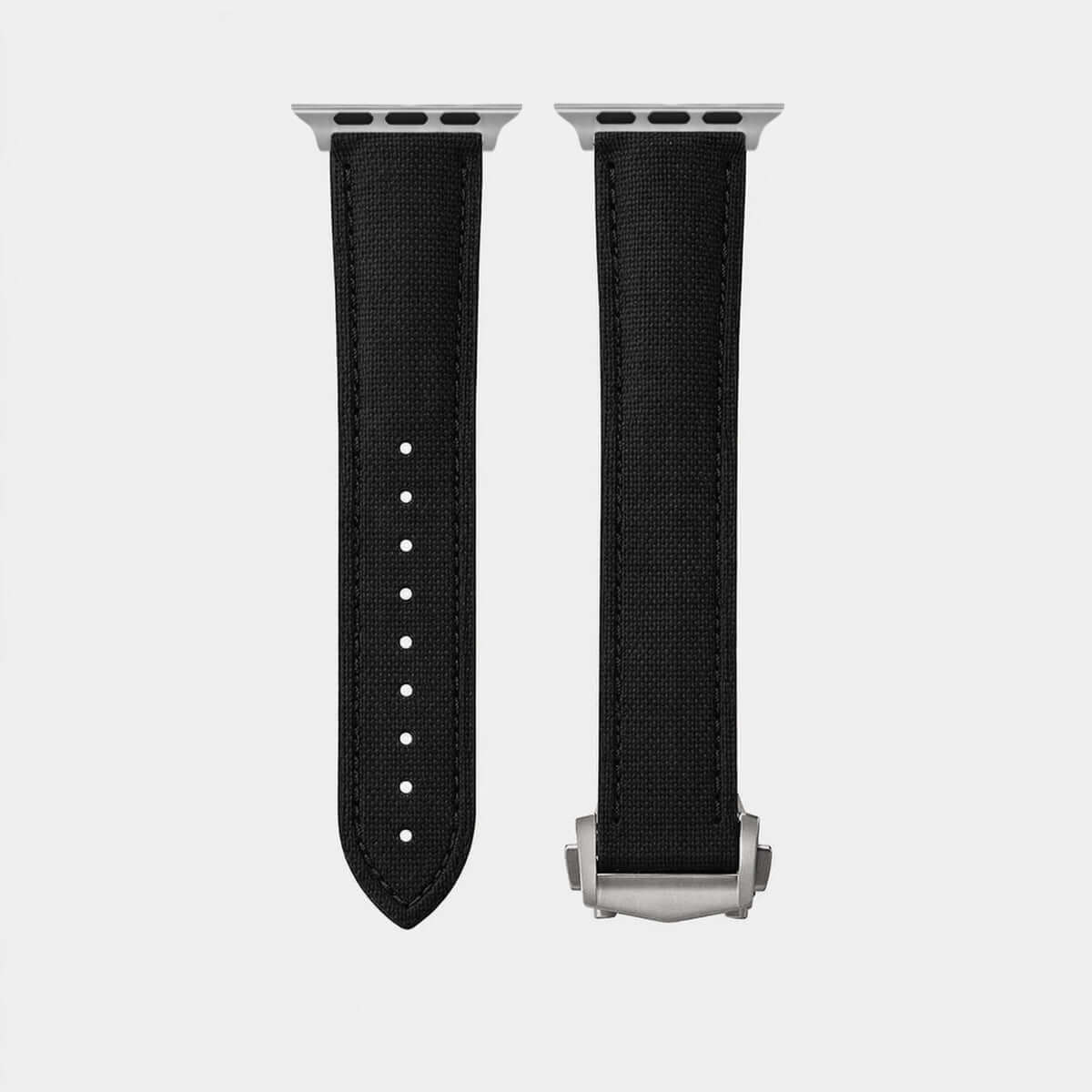Monaco Schwarz – Faltschließen Apple Watch aus FKM Kautschuk, modernes, minimalistisches Armband in Schwarz.