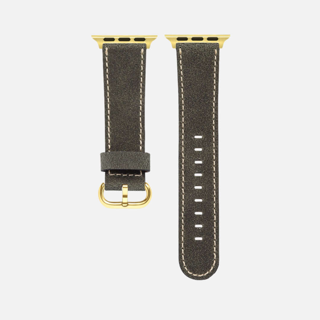 Apple Watch Lederarmband Vintage – Dunkelgrün, hochwertiges italienisches Leder mit rustikaler Optik, klassischer Stil für jeden Anlass.