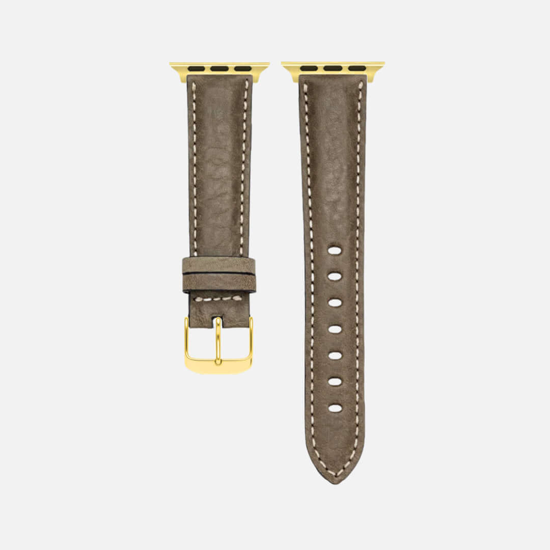 Apple Watch Lederarmband Casablanca – Olivegrün aus italienischem Leder, passend für Series 1-10, elegantes und robustes Design.