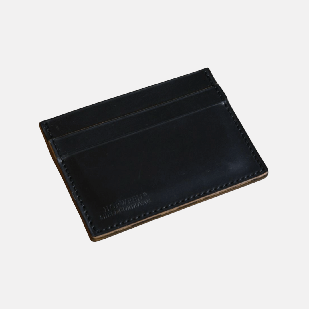 Luxus Kreditkartenetui für Herren aus Horween Shell Cordovan Leder in Schwarz – Stilvolles und funktionales Design.