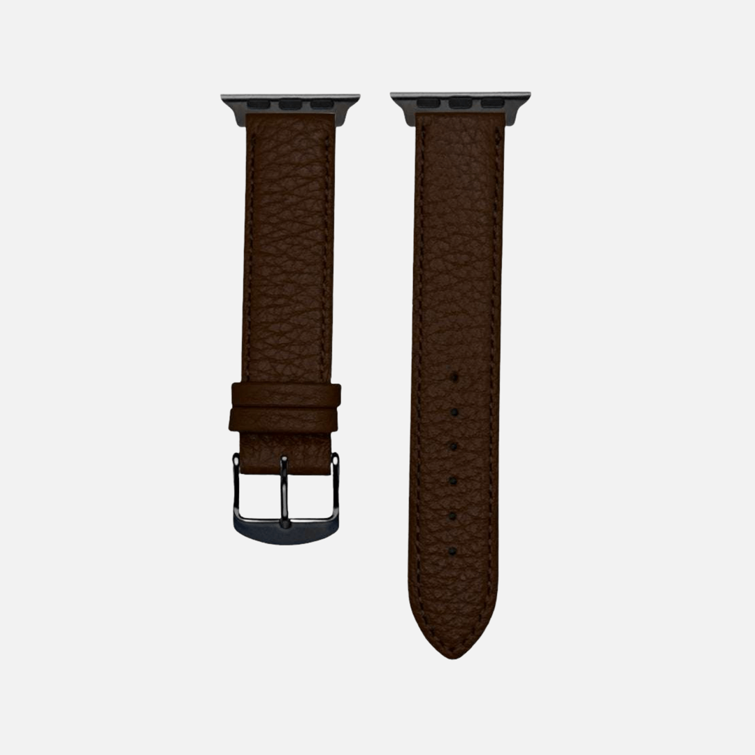 Luxurious handcrafted deer leather Apple Watch strap in rich brown, showcasing quality and elegance for a sophisticated wrist accessory.