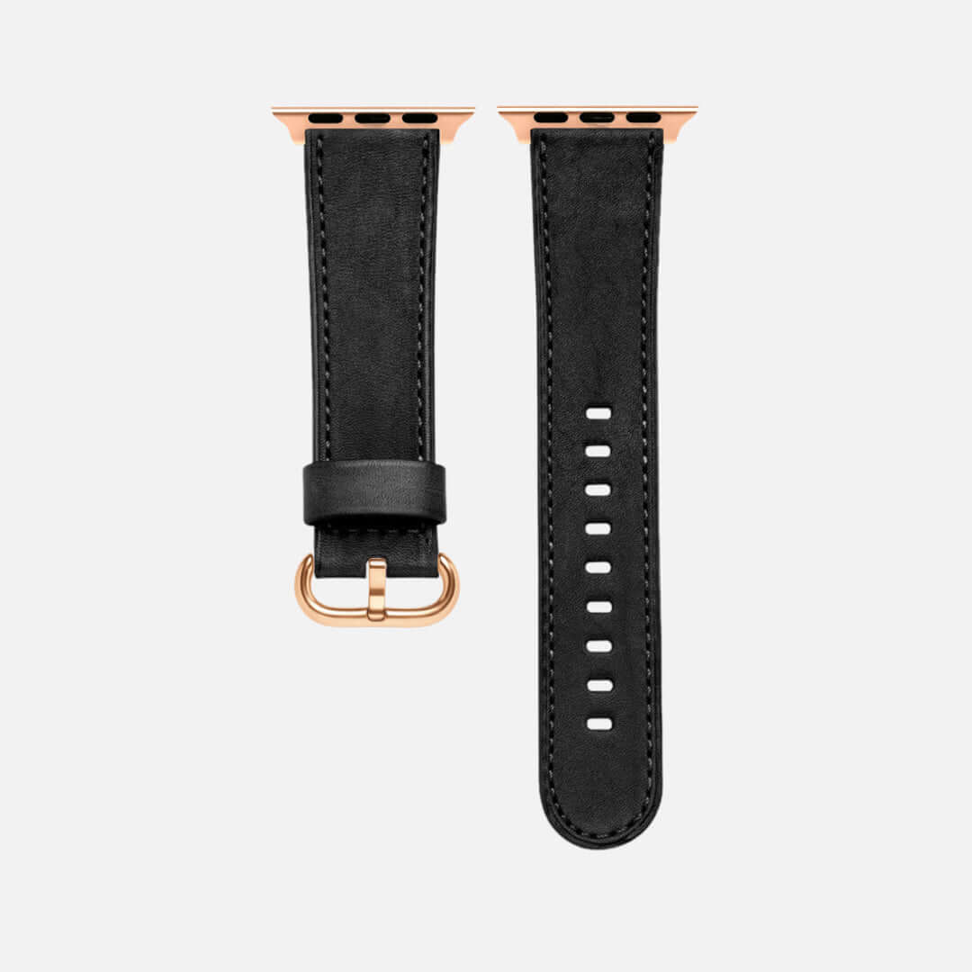 Schwarzes Apple Watch Armband Leder - Bidart, elegantes Barenia Lederarmband für moderne und zeitlose Kombinationen