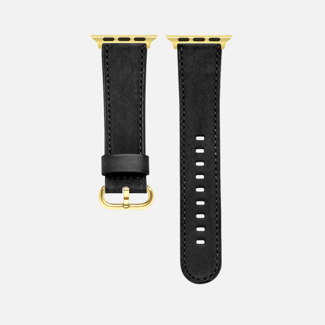 Schwarzes Apple Watch Armband Leder - Bidart, edles Barenia Leder, stilvolles Design, passend für jedes Outfit von FLUCO – Ulrich Fleischmann.