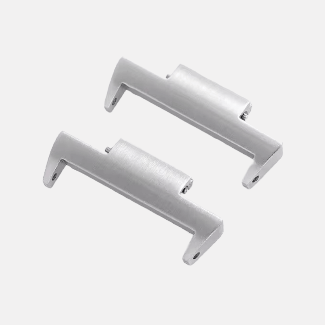 Stainless steel adapters for Tissot PRX watches, compatible with 22mm bands, allowing customization with various strap materials.