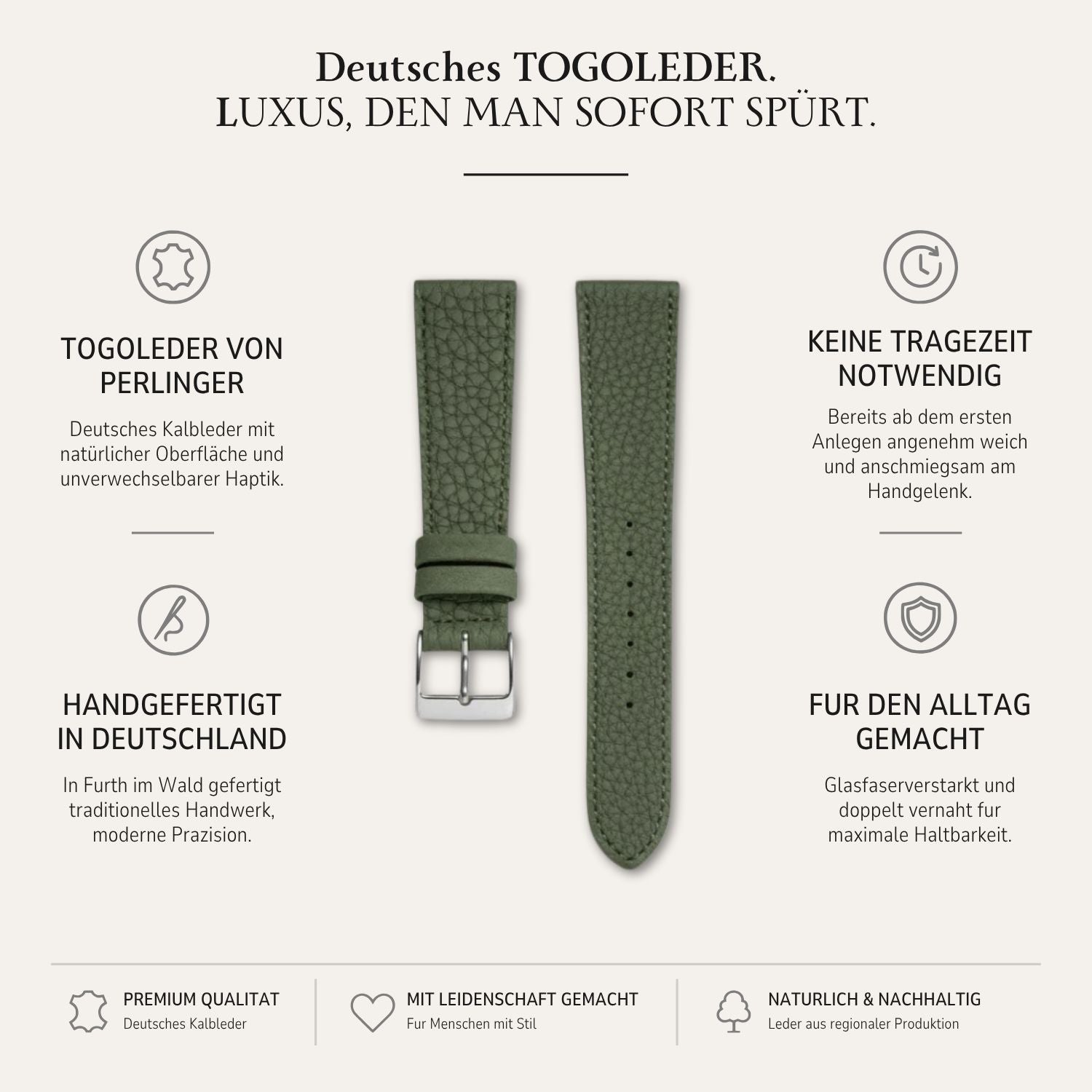 Deauville – Watch strap made of Togo leather