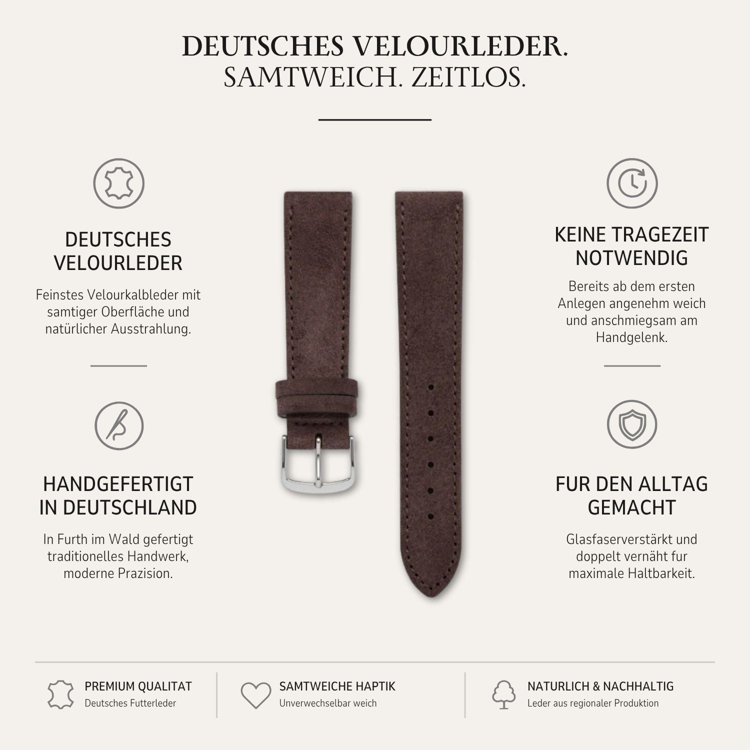 Nizza – Uhrenarmband aus feinem Wildleder