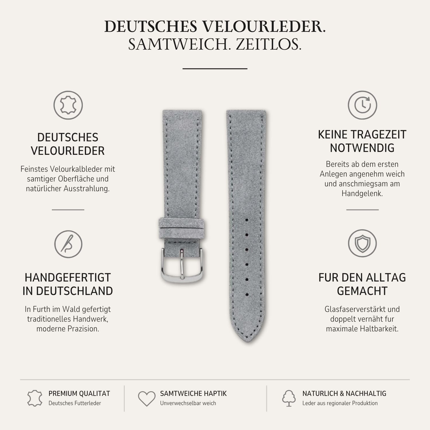 Nizza – Uhrenarmband aus feinem Wildleder