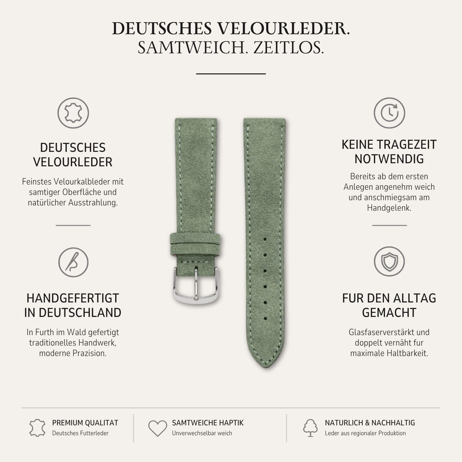 Nizza – Uhrenarmband aus feinem Wildleder