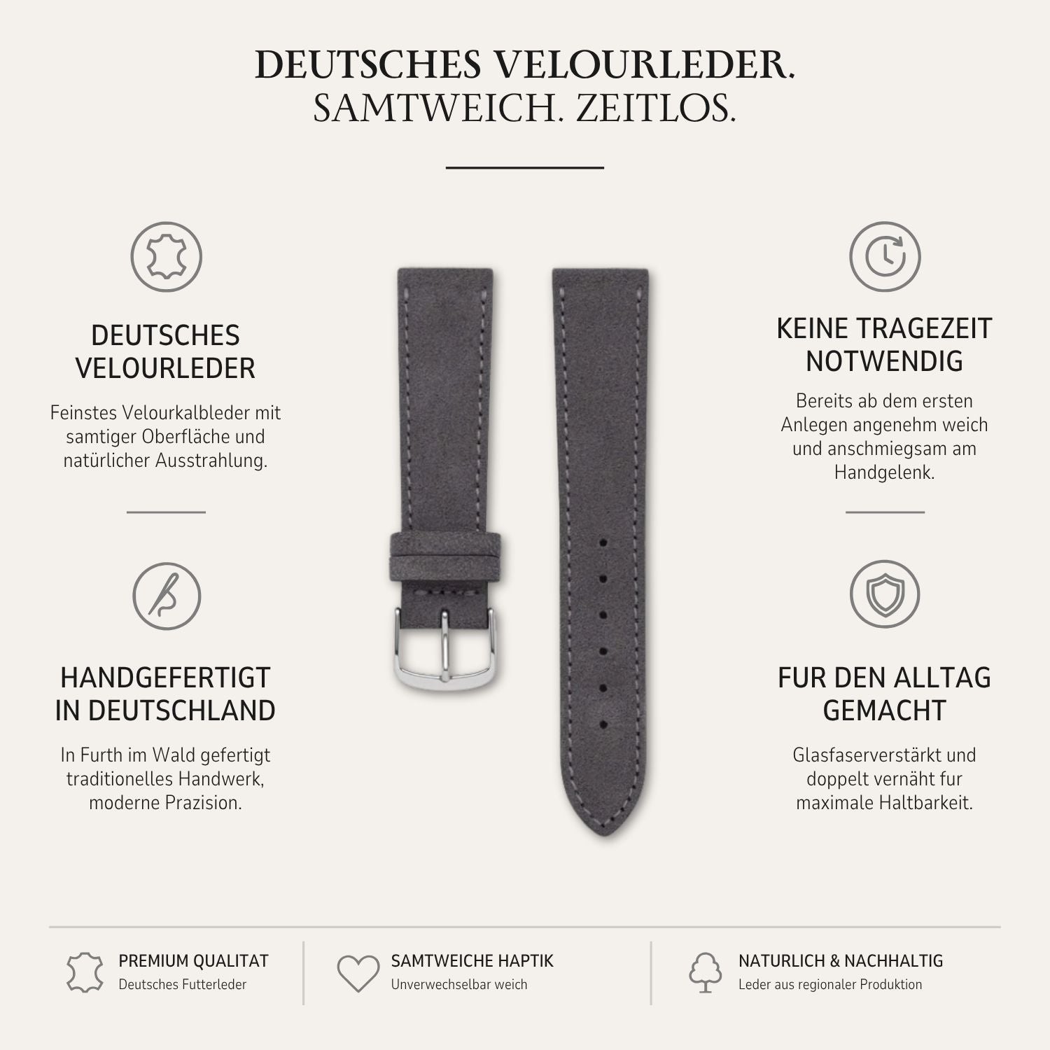 Nizza – Uhrenarmband aus feinem Wildleder