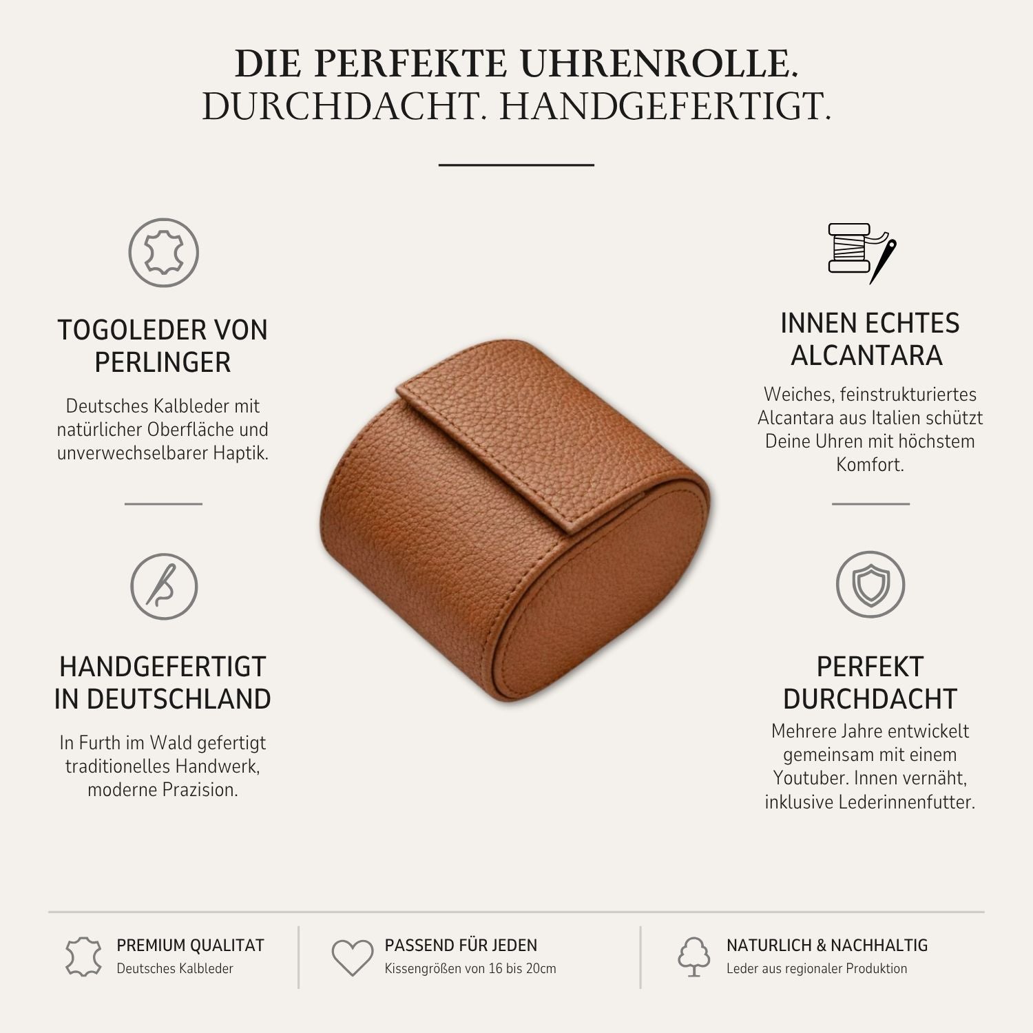 Watch roll for one watch Signature – High-quality German Togo leather