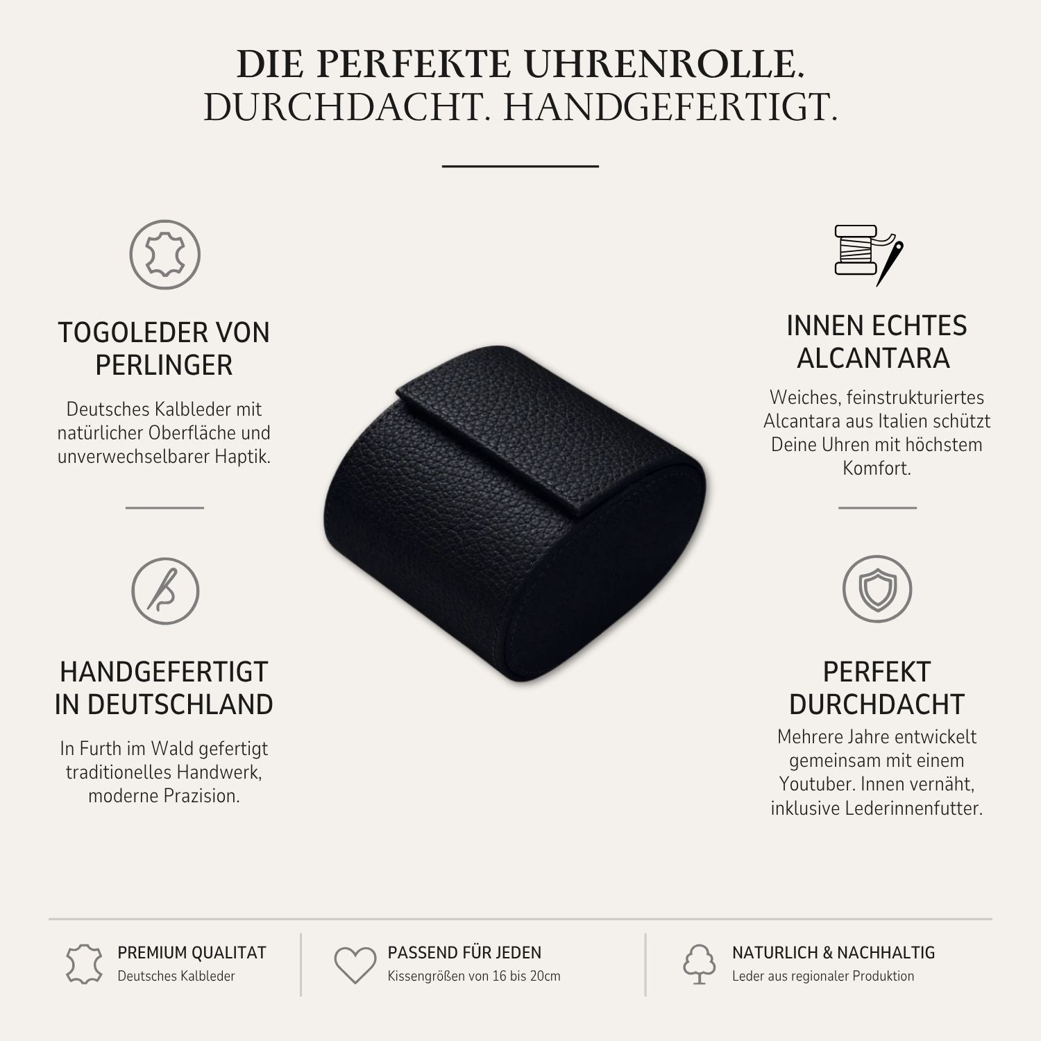 Watch roll for one watch Signature – High-quality German Togo leather