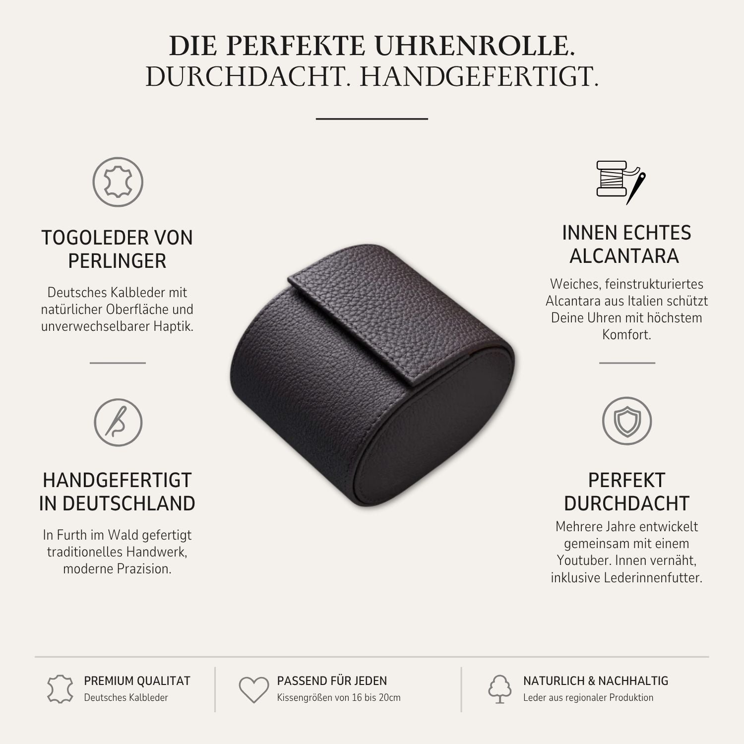 Watch roll for one watch Signature – High-quality German Togo leather