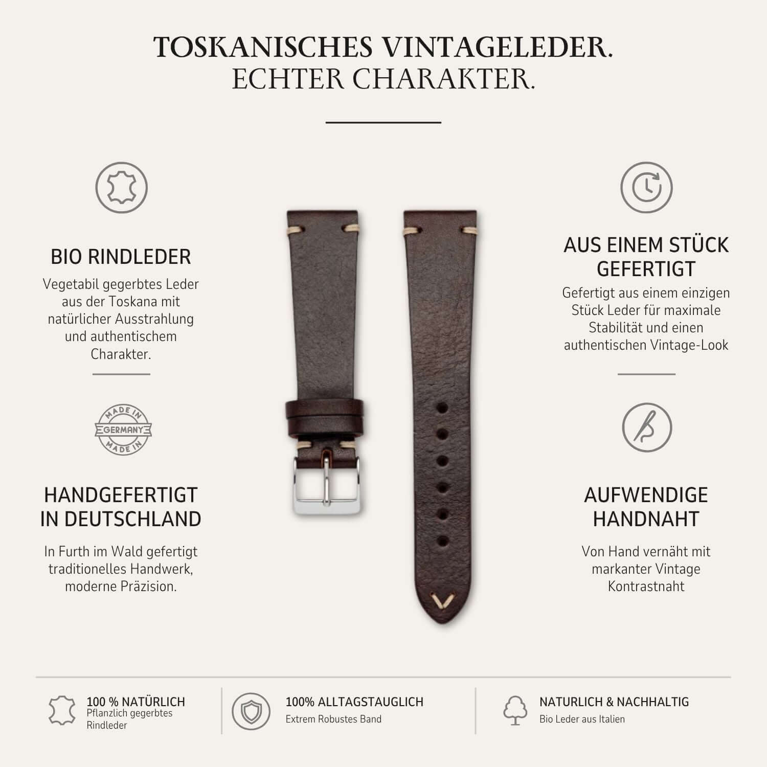 Hunter – Watch strap made of Tuscan vintage cowhide