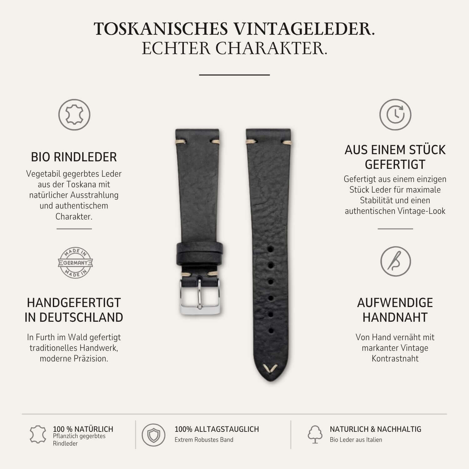 Hunter – Watch strap made of Tuscan vintage cowhide
