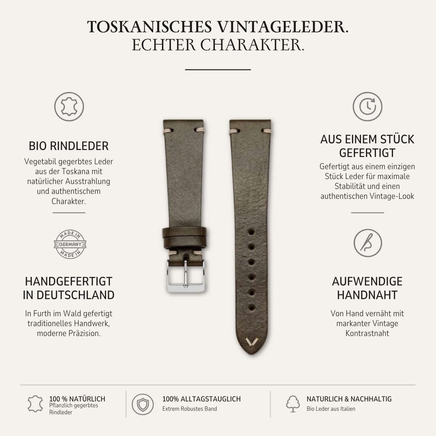 Hunter – Watch strap made of Tuscan vintage cowhide