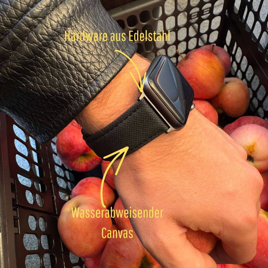 Schwarzes Canvas Apple Watch Band Baumwolle