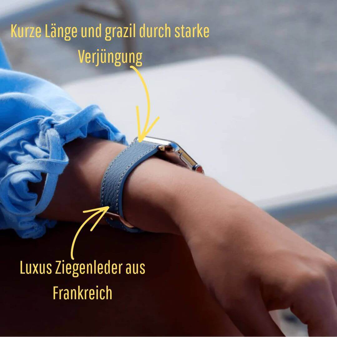 Rosa kurzes Apple Watch Armband- Biarritz, Luxus Ziegenleder, handgefertigt, wasserabweisend, stilvolles Uhraccessoire, bequem.