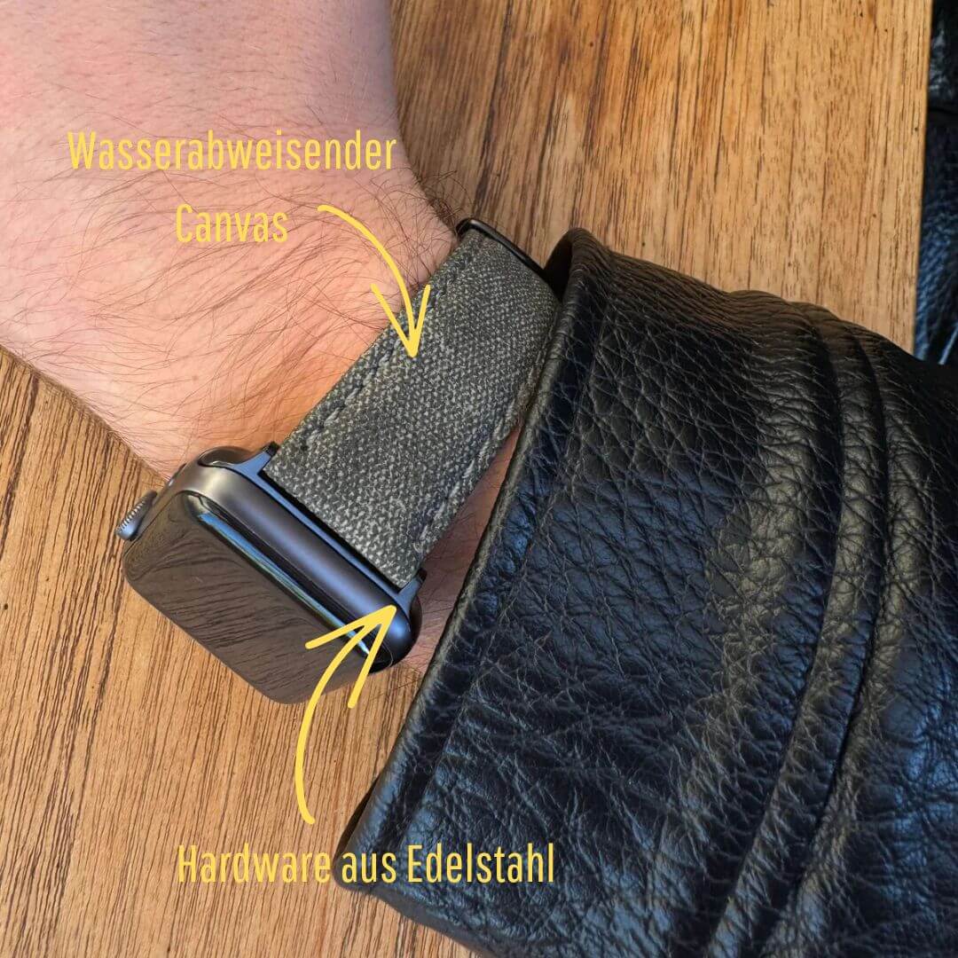 Grey Canvas Apple Watch Band Cotton