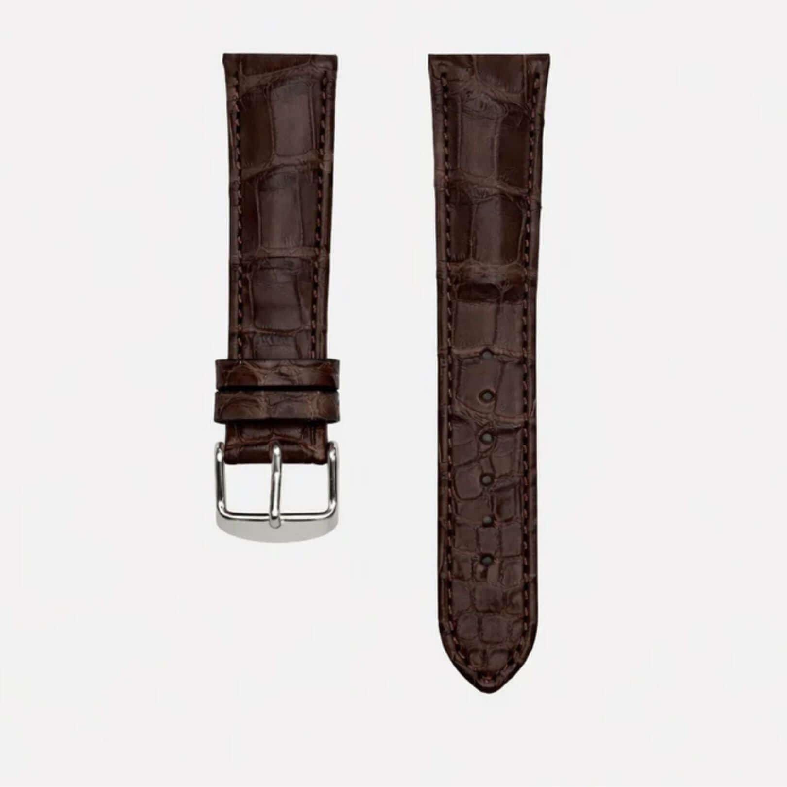 Full Cut bombiert – Armband aus vollflächigem Louisiana-Alligatorleder in dunkler Farbe.