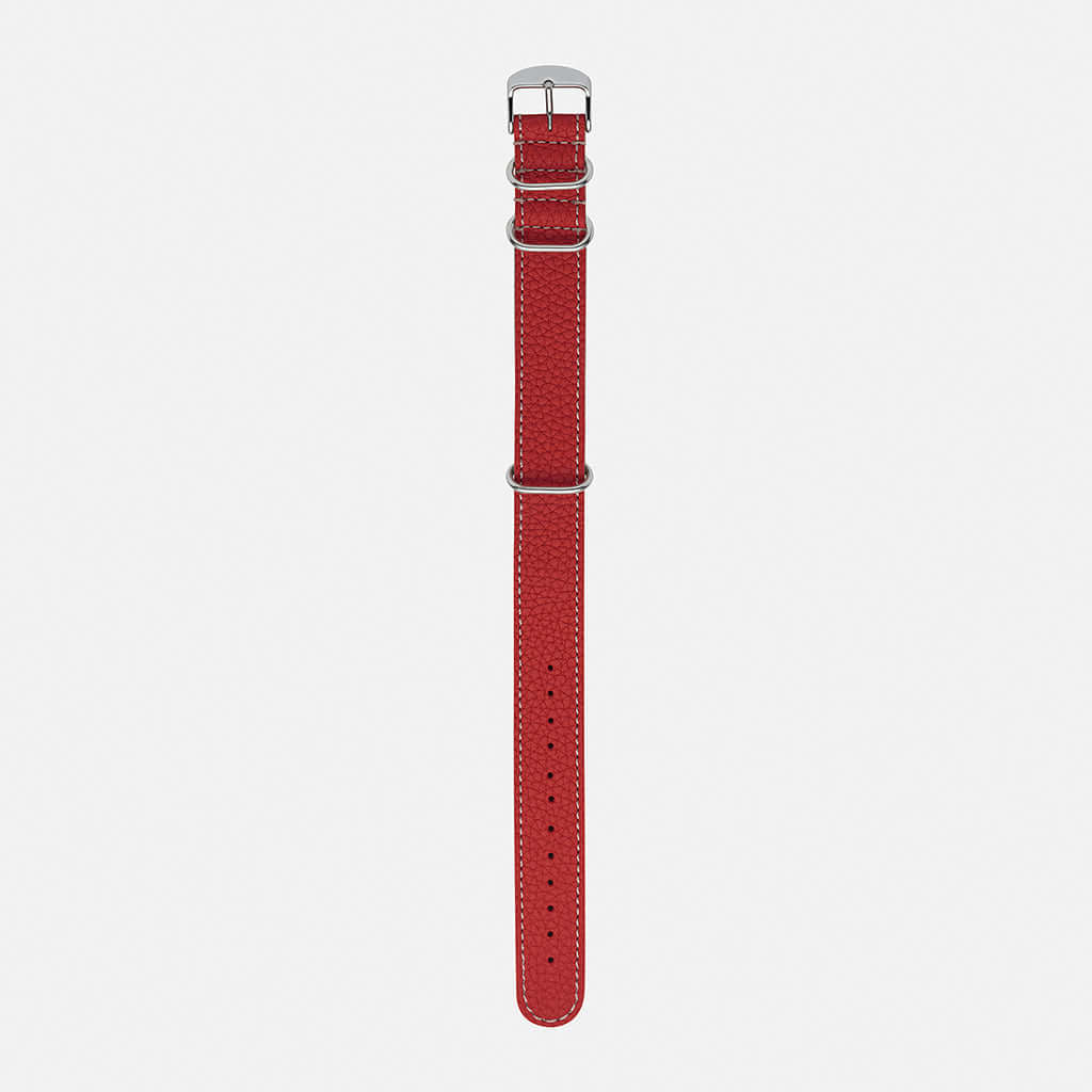 Nato leder uhrenarmband herren in kräftigem rot, ideal für einen auffälligen Stil.