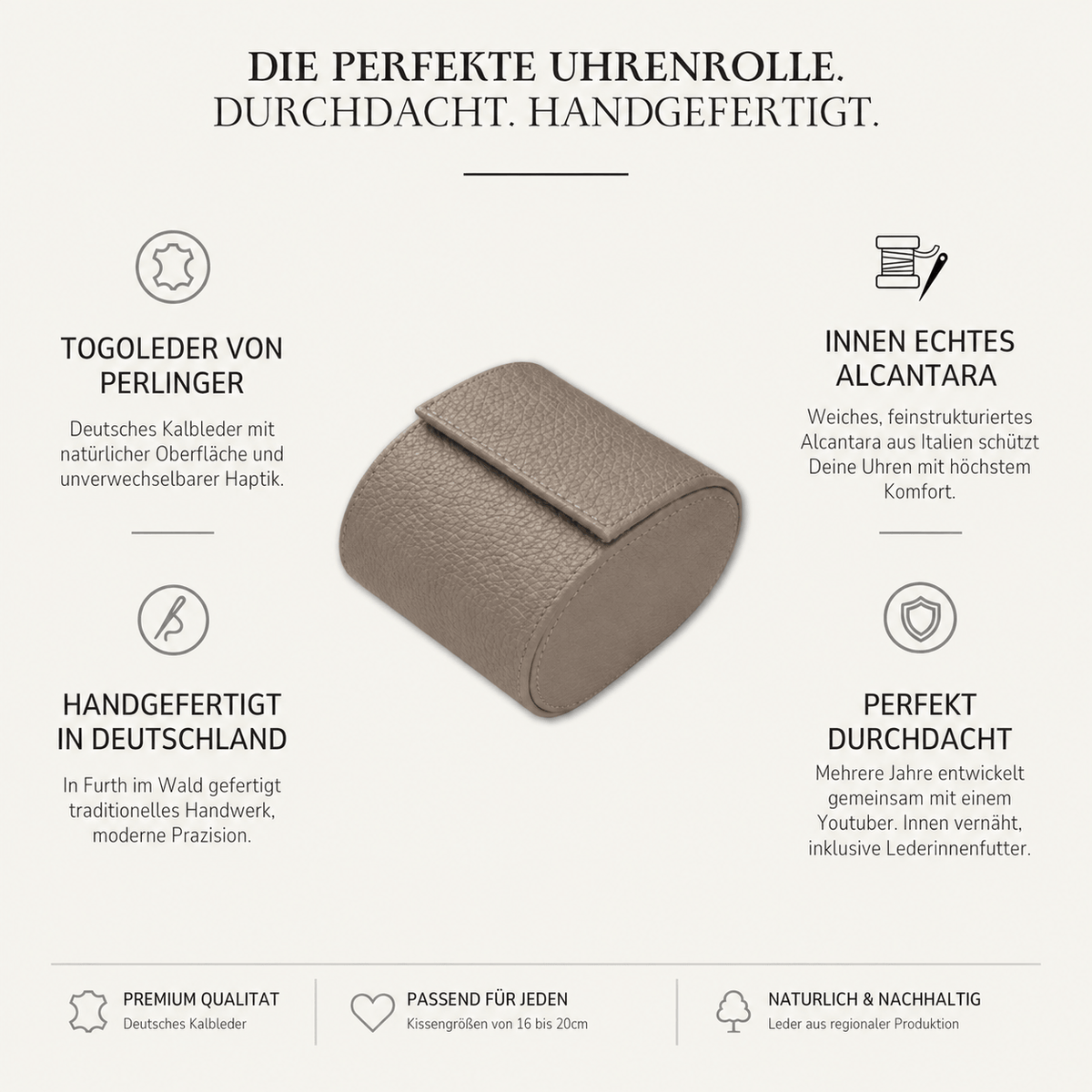 Watch roll for one watch Signature – High-quality German Togo leather
