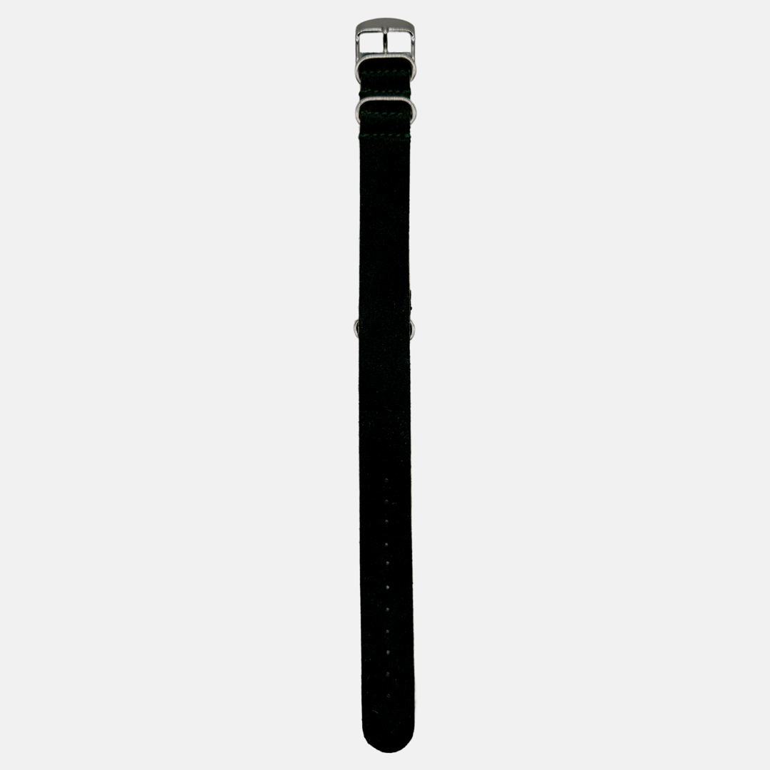 Nato Uhrenarmband Velourleder in Schwarz, handgefertigt, hochwertige Qualität von Perlinger, ideal für Stil und Komfort.
