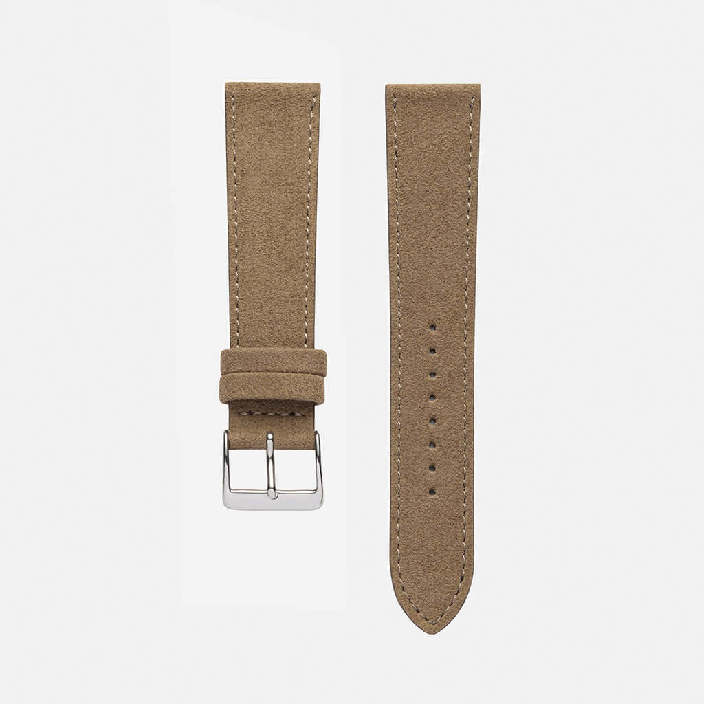 Sandfarbenes Alcantara Uhrenarmband – Handgefertigtes, strapazierfähiges Uhrenarmband aus hochwertigem Alcantara Mikrofaser, Made in Germany, veganes Design, ideal für luxuriöse und sportliche Uhren