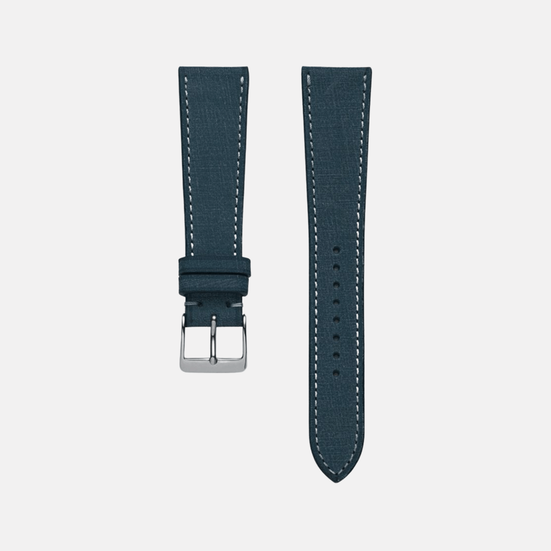 Blaues vegetabil gegerbtes Uhrenarmband – Handgefertigtes, strapazierfähiges Armband aus hochwertigem Leder, Freistelleransicht, Made in Germany